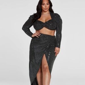 Fashion to Figure Metallic Crop and Skirt Set NWT Size 2X